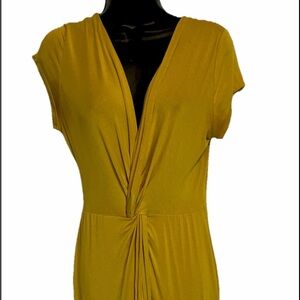 Rolla Coster Yellow Maxi Dress with V-Neck and Cap Sleeves